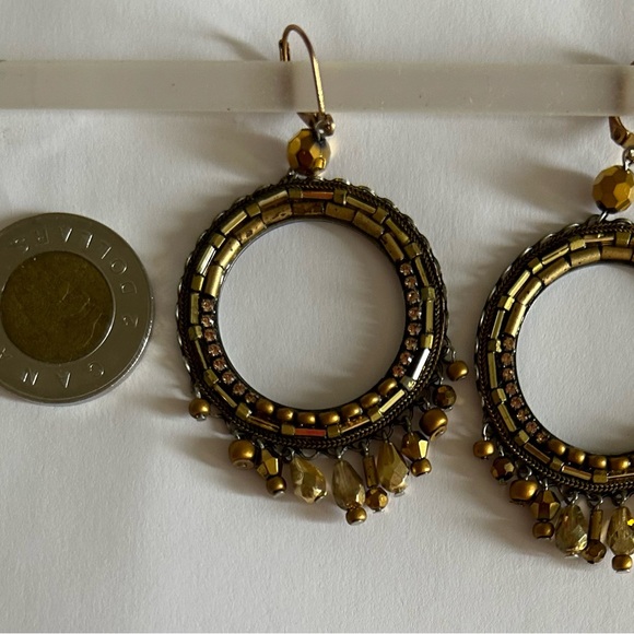 Ayala Bar Gold Beaded Hoop Earrings - Picture 2 of 3